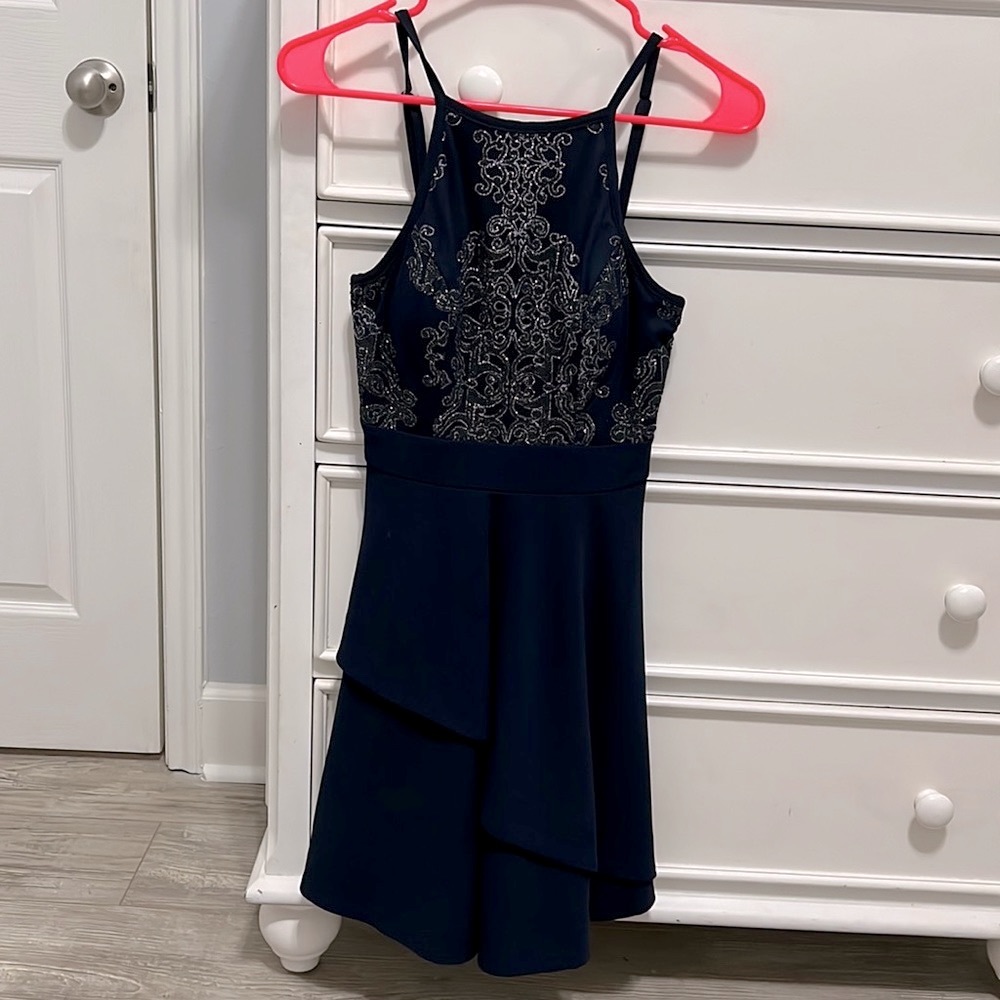 super cute navy blue homecoming dress